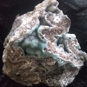 8" Blue Hemimorphite Smithsonite Calcite Matrix Crystal Rock Cluster: